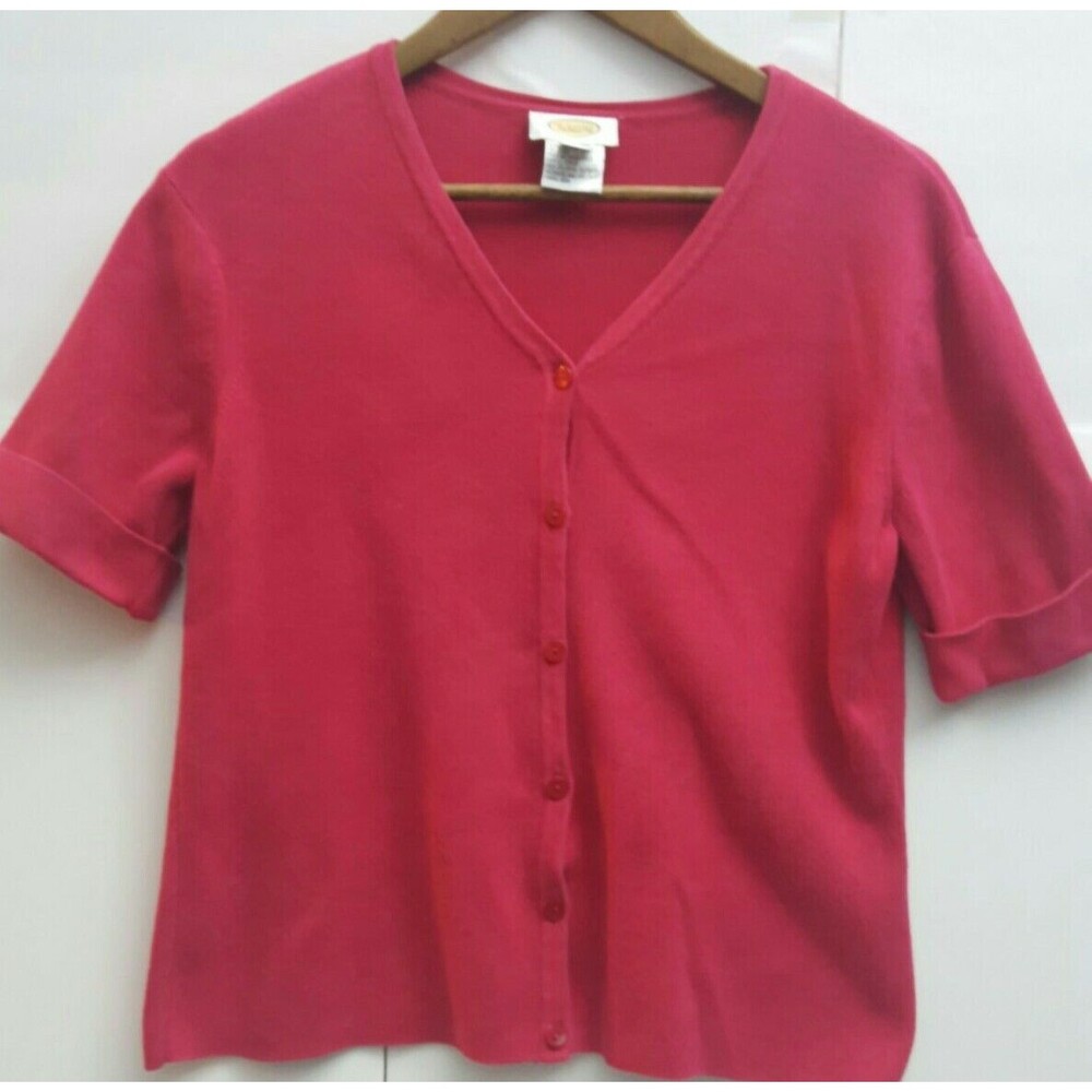 Talbots Rose V Neck Button Up Sweater med cotton Hong Kong